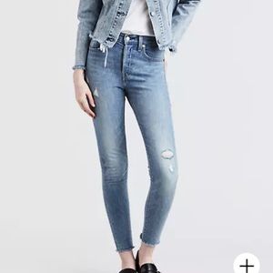 Levi’s high waisted raw hem skinny jeans